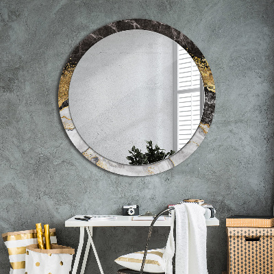 Round decorative wall mirror Marble and gold