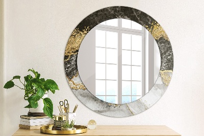 Round decorative wall mirror Marble and gold