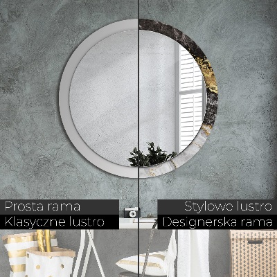 Round decorative wall mirror Marble and gold