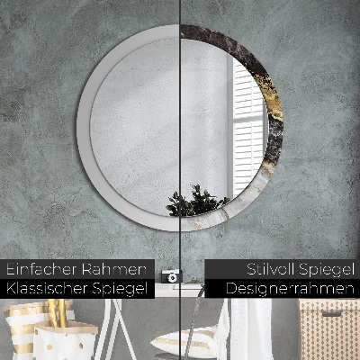 Round decorative wall mirror Marble and gold