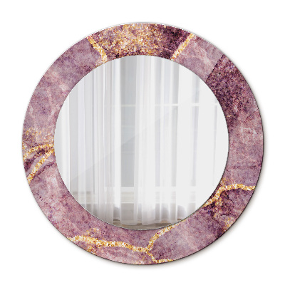 Round decorative wall mirror Marble with gold