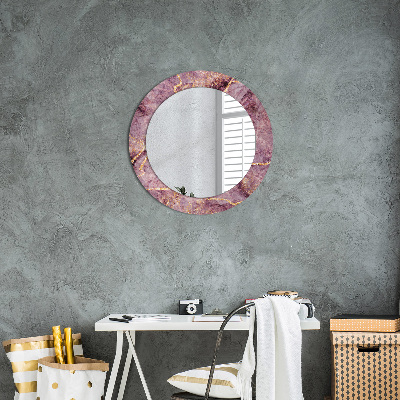 Round decorative wall mirror Marble with gold