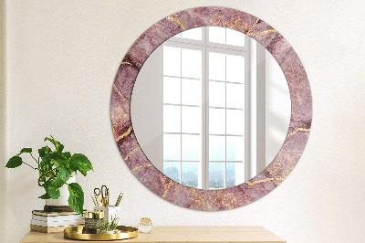 Round decorative wall mirror Marble with gold