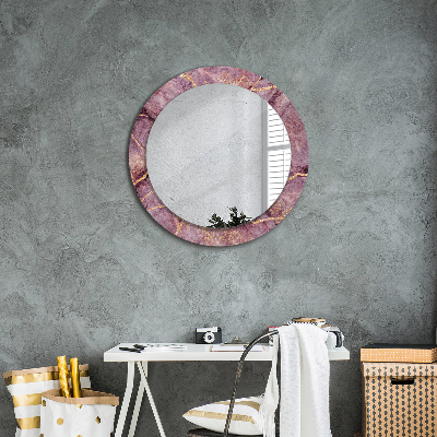 Round decorative wall mirror Marble with gold