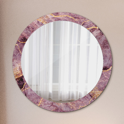 Round decorative wall mirror Marble with gold