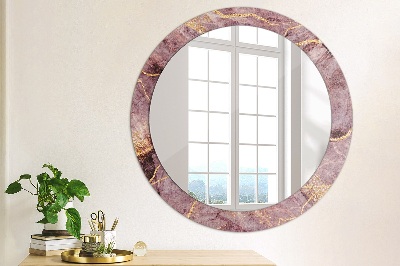 Round decorative wall mirror Marble with gold