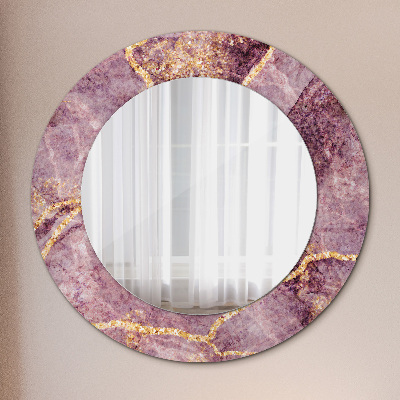 Round decorative wall mirror Marble with gold