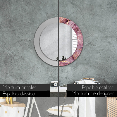 Round decorative wall mirror Marble with gold