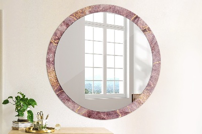 Round decorative wall mirror Marble with gold