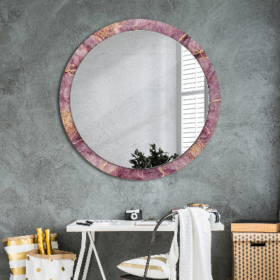 Round decorative wall mirror Marble with gold