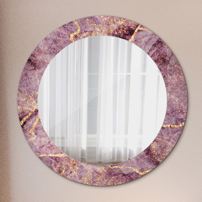 Round decorative wall mirror Marble with gold