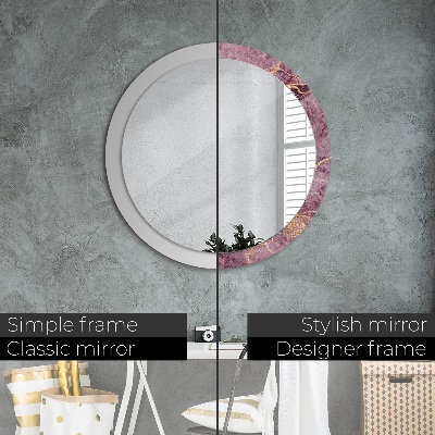 Round decorative wall mirror Marble with gold