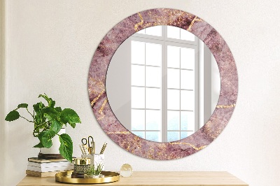 Round decorative wall mirror Marble with gold