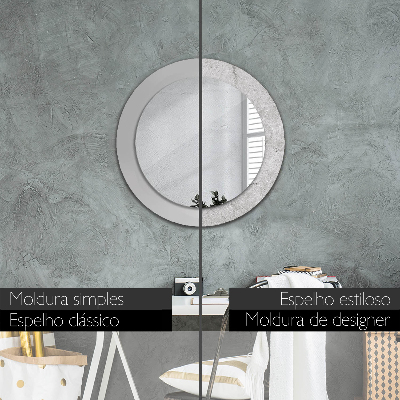 Round decorative wall mirror Gray cement