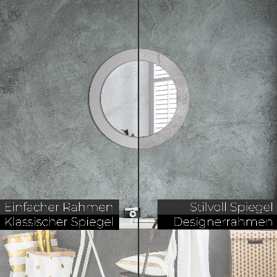 Round decorative wall mirror Gray cement