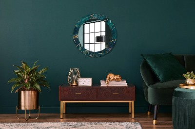 Round decorative wall mirror Malachite green marble