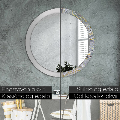 Round decorative wall mirror Grey marble