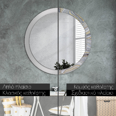 Round decorative wall mirror Grey marble