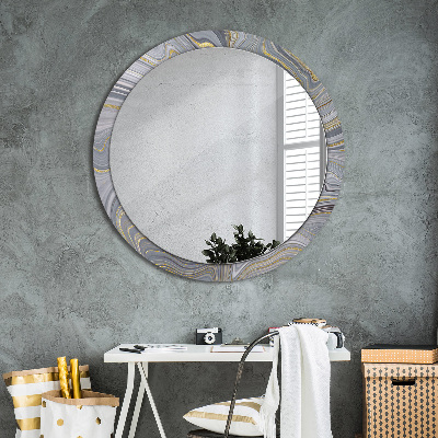 Round decorative wall mirror Grey marble