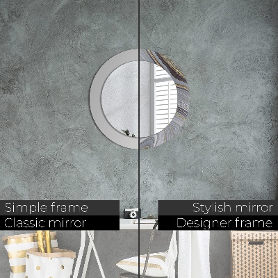 Round decorative wall mirror Grey marble