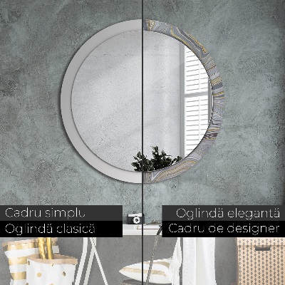 Round decorative wall mirror Grey marble