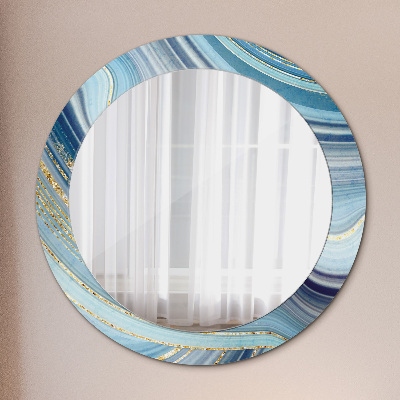 Round decorative wall mirror Blue marble