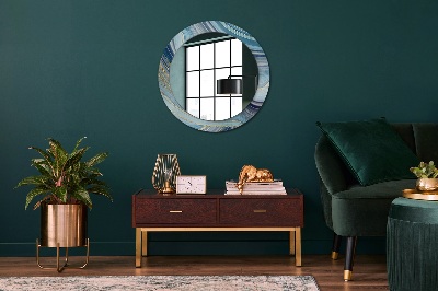 Round decorative wall mirror Blue marble