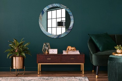 Round decorative wall mirror Blue marble