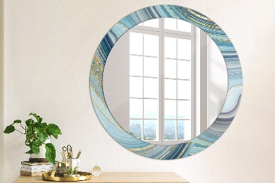 Round decorative wall mirror Blue marble