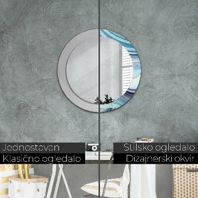 Round decorative wall mirror Blue marble