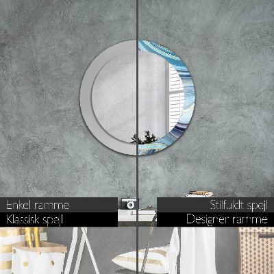 Round decorative wall mirror Blue marble