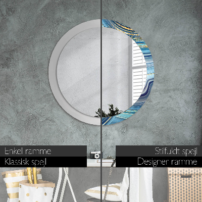 Round decorative wall mirror Blue marble