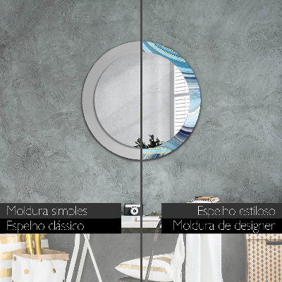 Round decorative wall mirror Blue marble