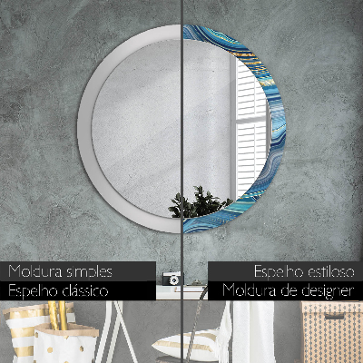 Round decorative wall mirror Blue marble