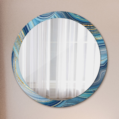 Round decorative wall mirror Blue marble