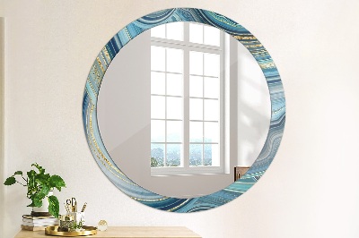 Round decorative wall mirror Blue marble