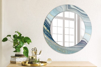 Round decorative wall mirror Blue marble