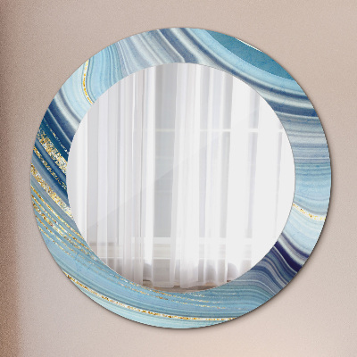 Round decorative wall mirror Blue marble