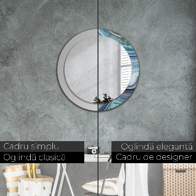 Round decorative wall mirror Blue marble