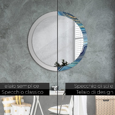 Round decorative wall mirror Blue marble