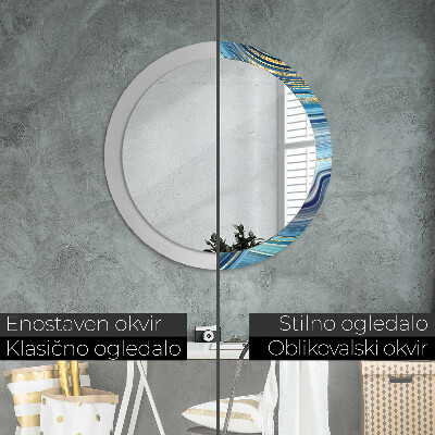 Round decorative wall mirror Blue marble