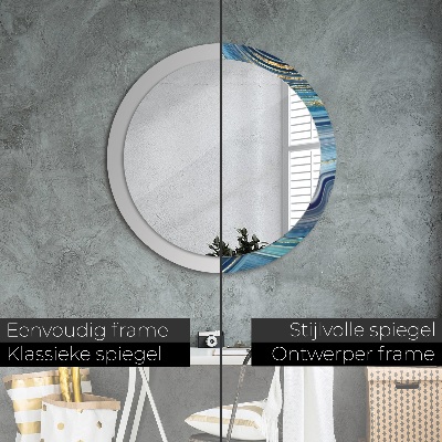 Round decorative wall mirror Blue marble