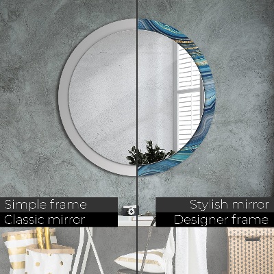 Round decorative wall mirror Blue marble