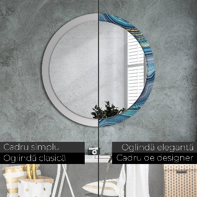 Round decorative wall mirror Blue marble