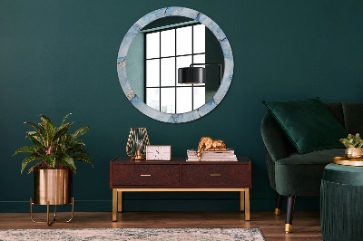 Round decorative wall mirror Blue marble with gold