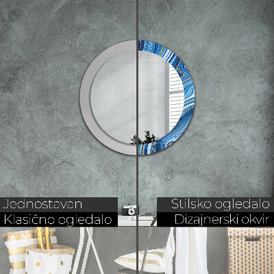 Round decorative wall mirror Blue marbling