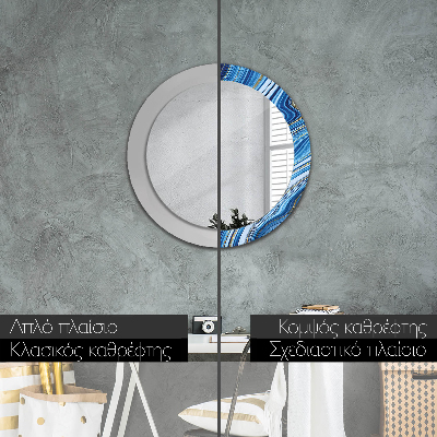 Round decorative wall mirror Blue marbling