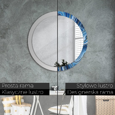 Round decorative wall mirror Blue marbling