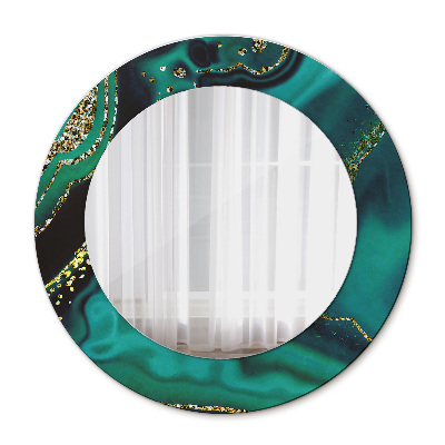 Round decorative wall mirror Emerald green marble