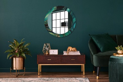 Round decorative wall mirror Emerald green marble